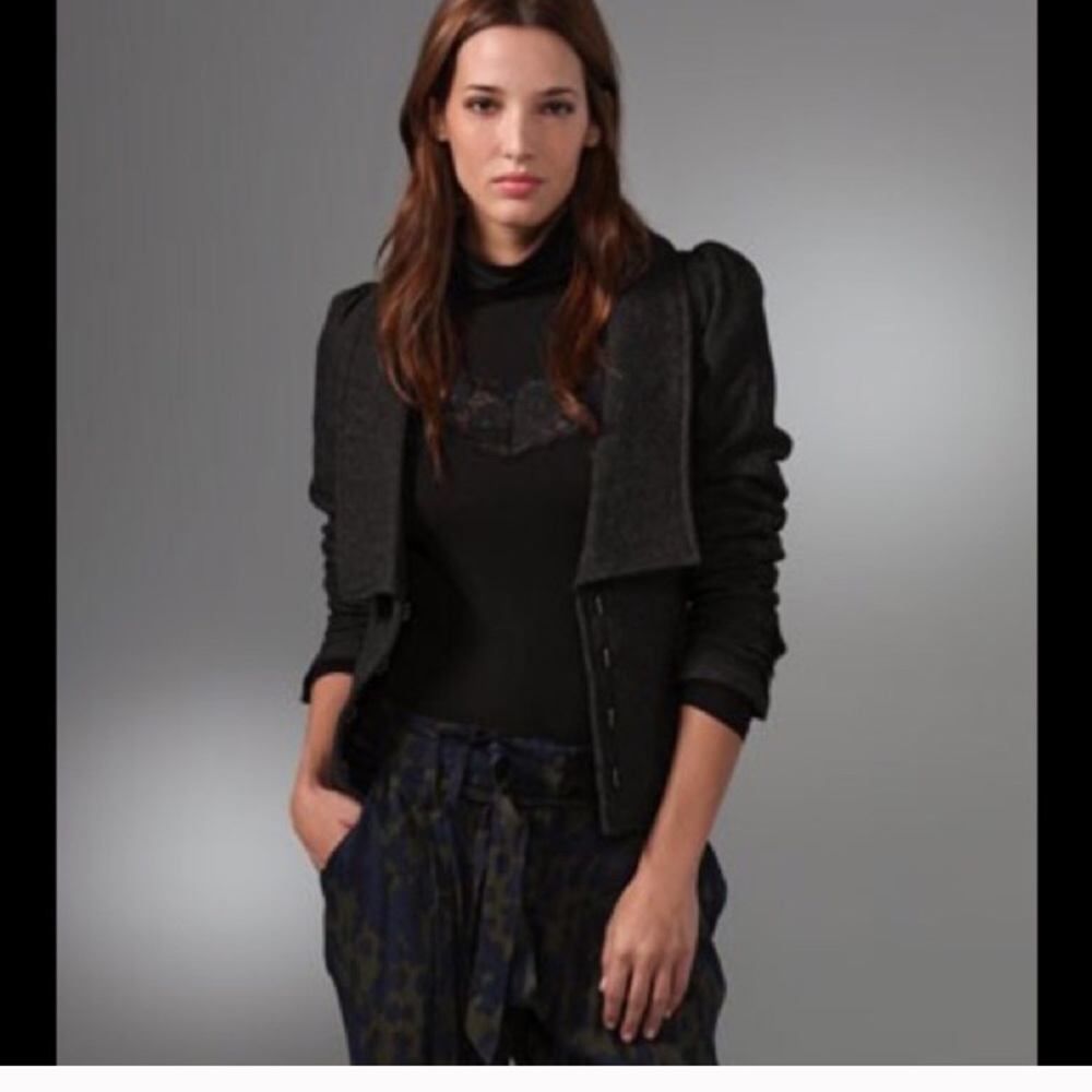 Free People herringbone puff sleeve jacket